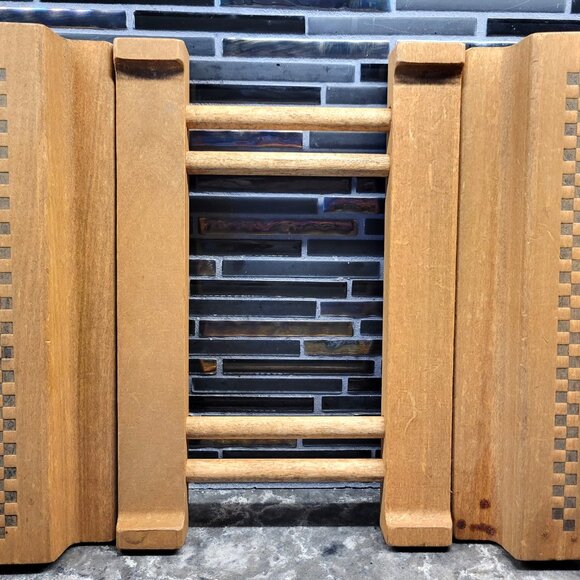 Pampered Chef Stoneware Wooden Trivet Adjustable #2130 Original Box Made In USA - Picture 4 of 14